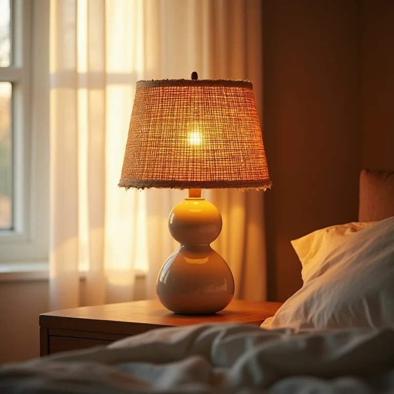 Luminária de palha emitindo luz natural e aconchegante