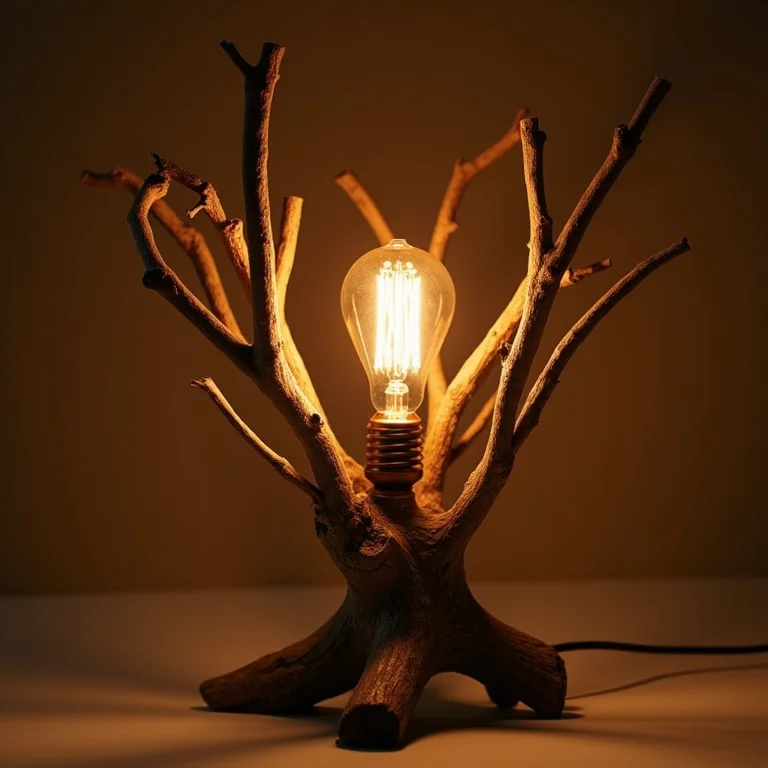 Luminária rústica feita com galhos secos