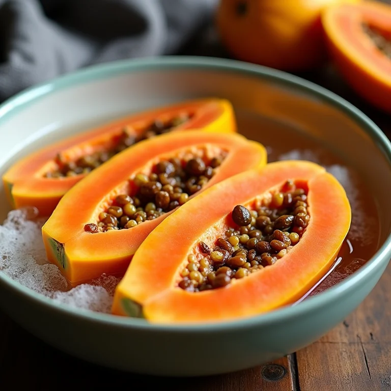 Mamão de molho para tirar o amargo