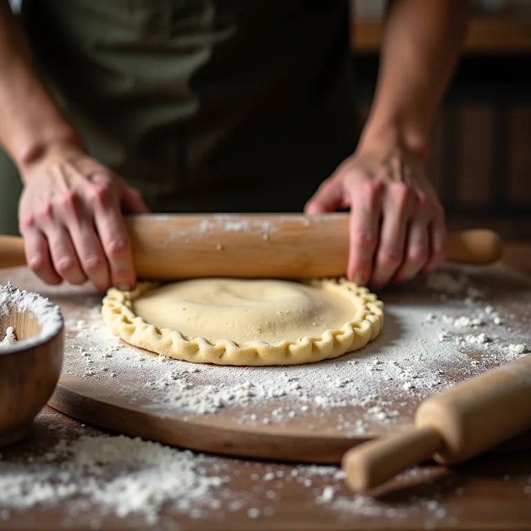 Massa crocante sendo preparada para a torta