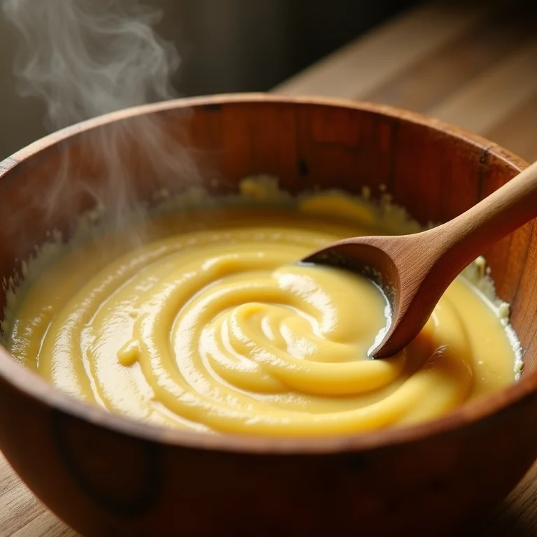 Massa do bolo de mandioca sendo preparada.