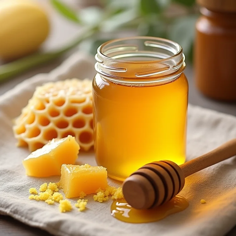 Mel cru, favo de mel e pólen