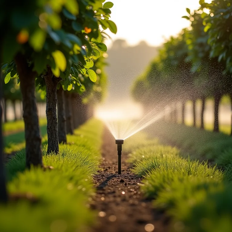 Microaspersão e gotejamento em pomar