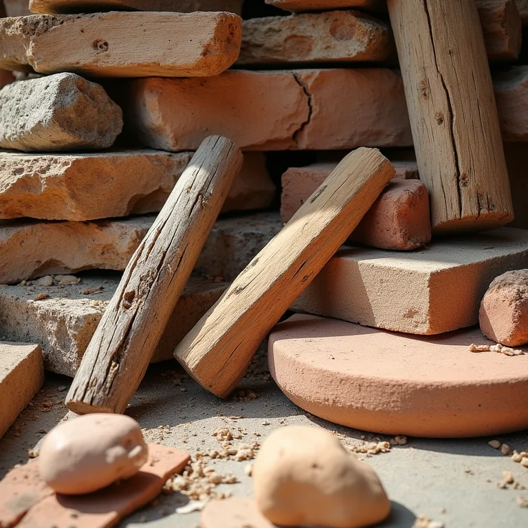 Mistura de materiais de construção rústicos sem critério