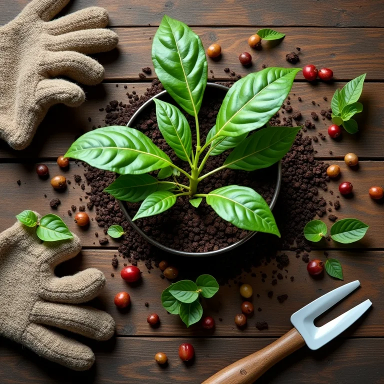 Mudas de café orgânico em preparação para o plantio.
