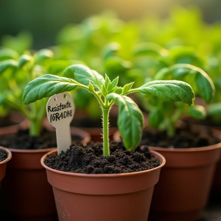 Mudas de tomate de diferentes variedades resistentes a nematóides.