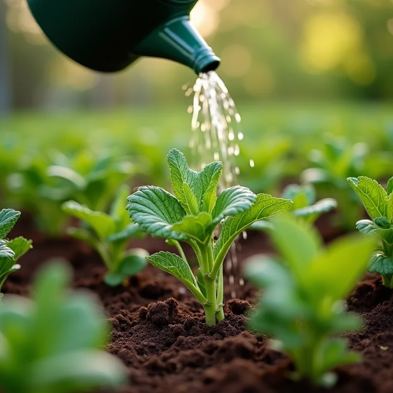 Mudas de vegetais saudáveis plantadas em horta.