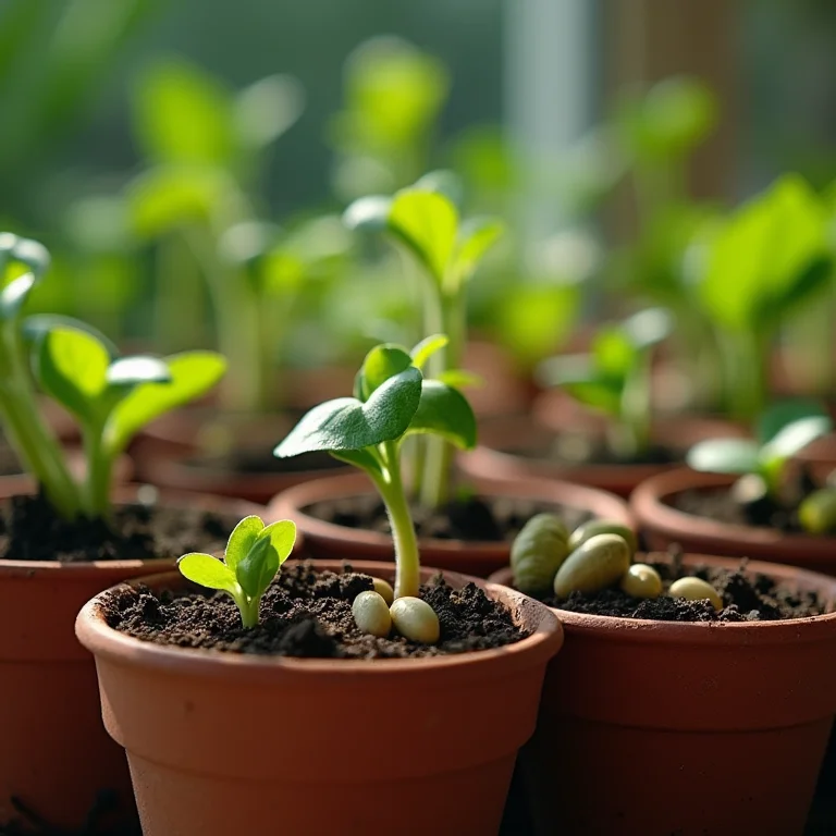 Mudas e sementes do Cerrado em vasos de terracota