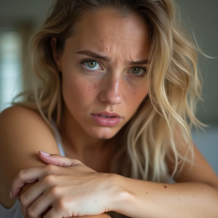 Mulher com picada de abelha no braço