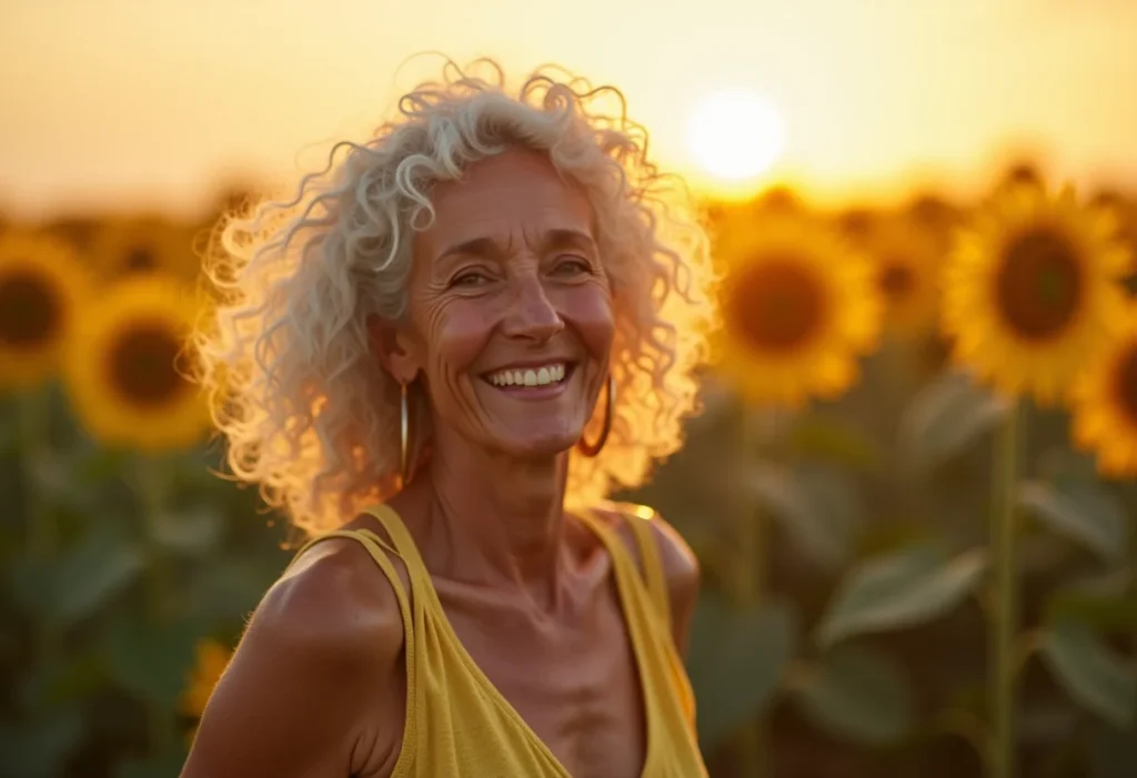 Plantio de Girassol no Sítio: O Guia Definitivo para Iniciantes Mulher madura colhendo girassóis no campo.