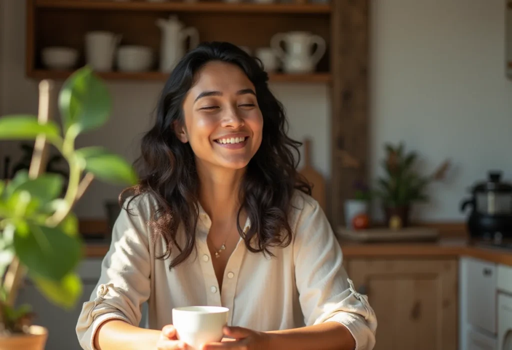 Mulher preparando chá de PariParoba em cozinha iluminada