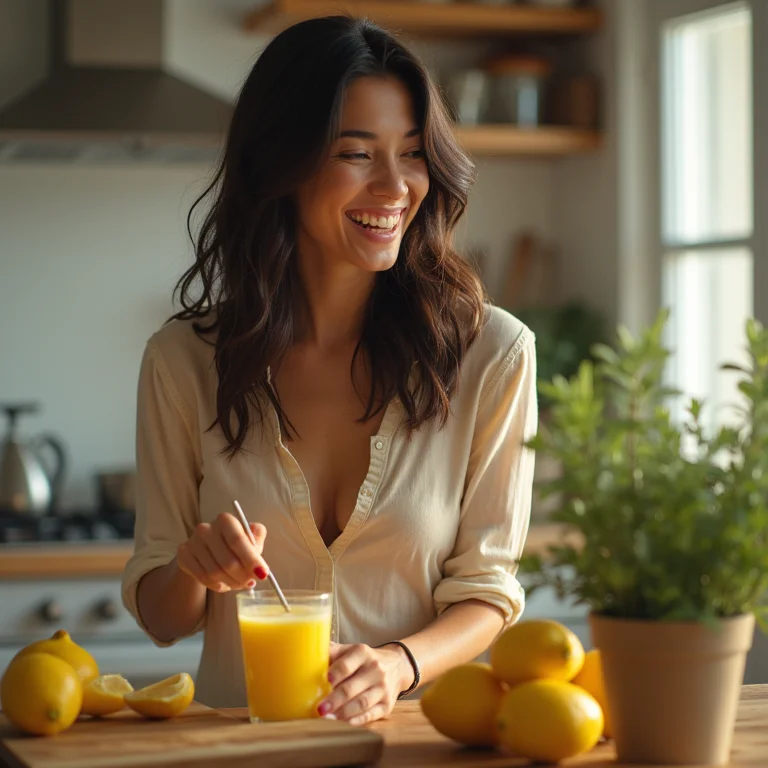 Mulher preparando suco detox