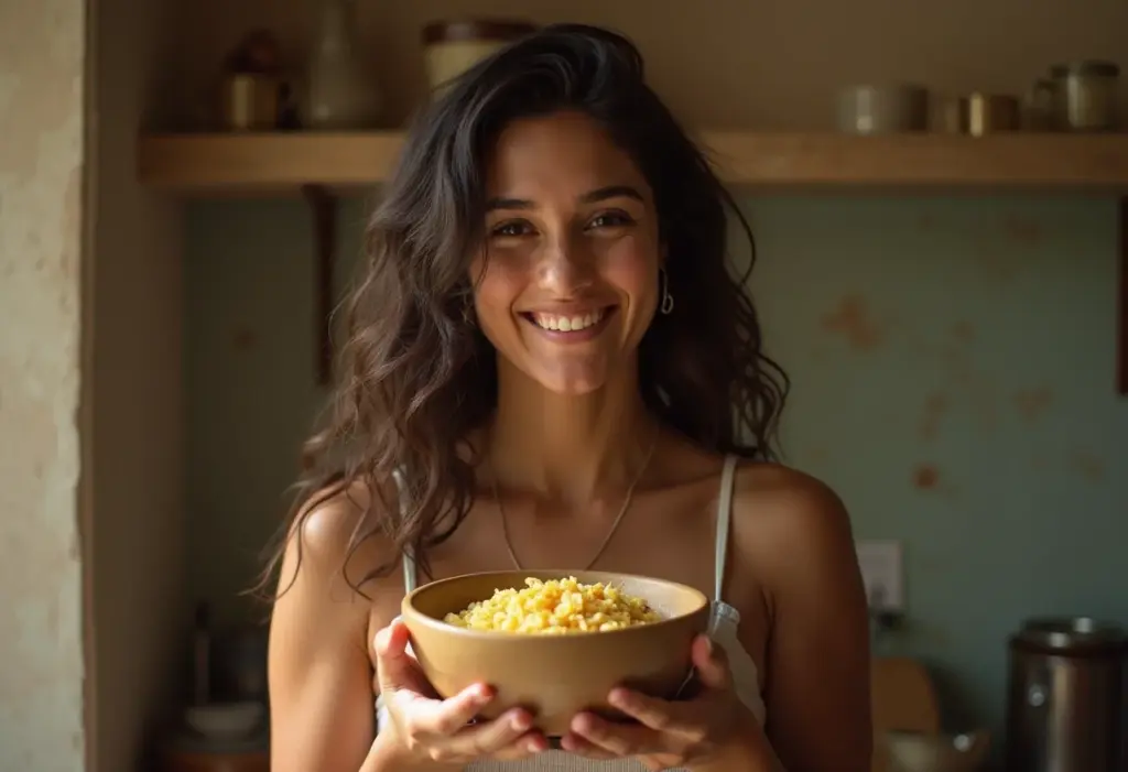Paçoca Caseira: O segredo para um sabor irresistível (e fácil!) Mulher sorrindo com paçoca caseira