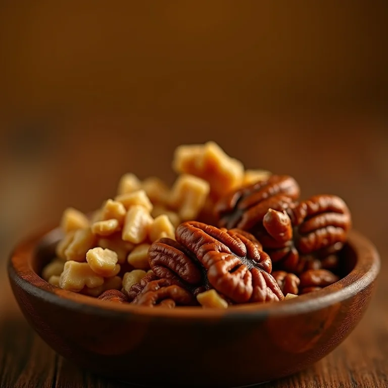 Nozes e castanhas picadas para bolo