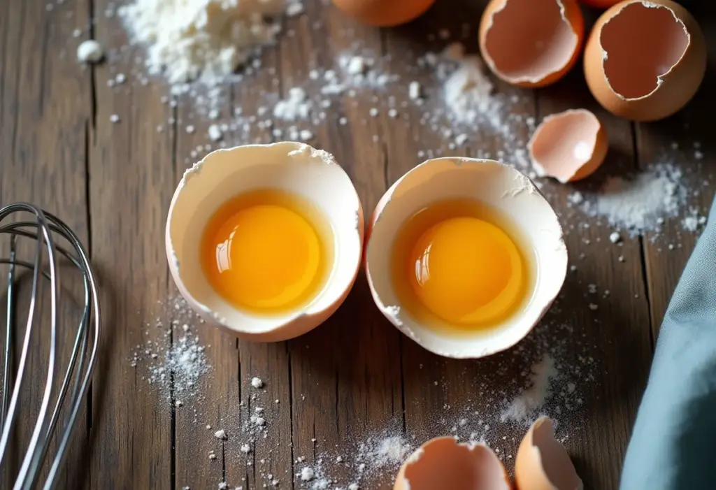 Ovo quebrado com duas gemas.