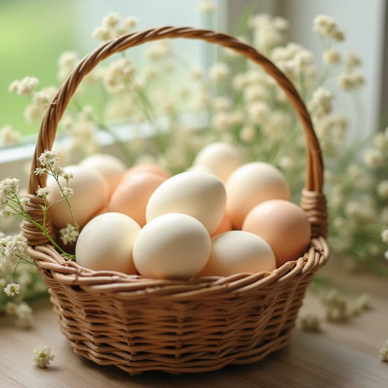 Ovos da Galinha Sebright em close-up.