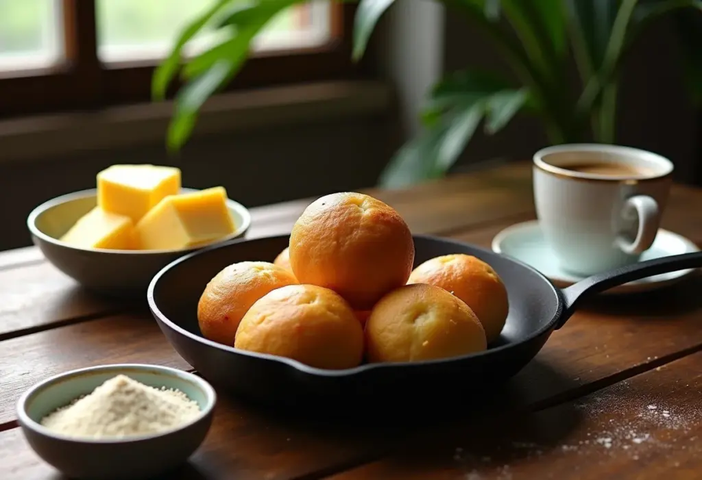 Pão de queijo de frigideira pronto em 5 minutos