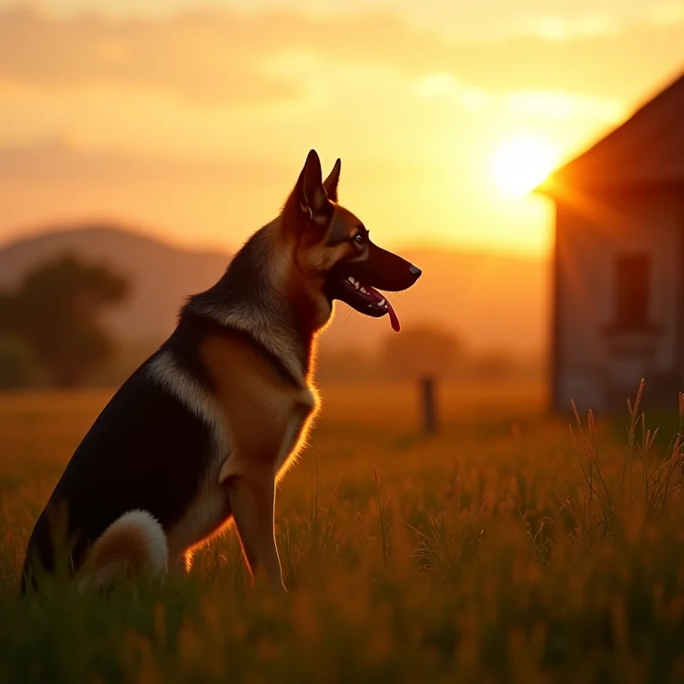 Pastor Alemão protegendo a casa na roça