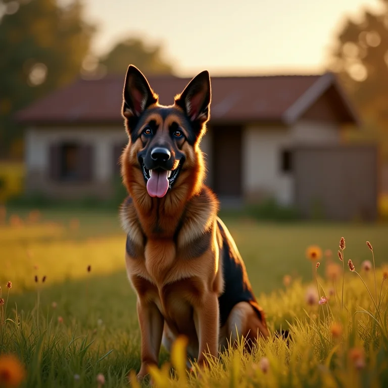 Pastor Alemão protegendo a casa na roça.
