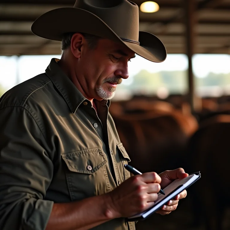 Pecuarista anotando orçamento em leilão de gado