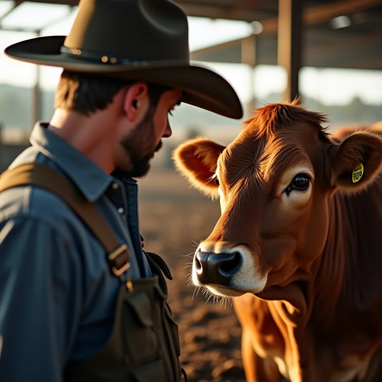 Pecuarista observando comportamento de gado em leilão