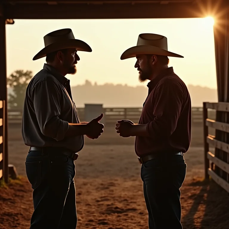 Pecuaristas conversando sobre leilão de gado