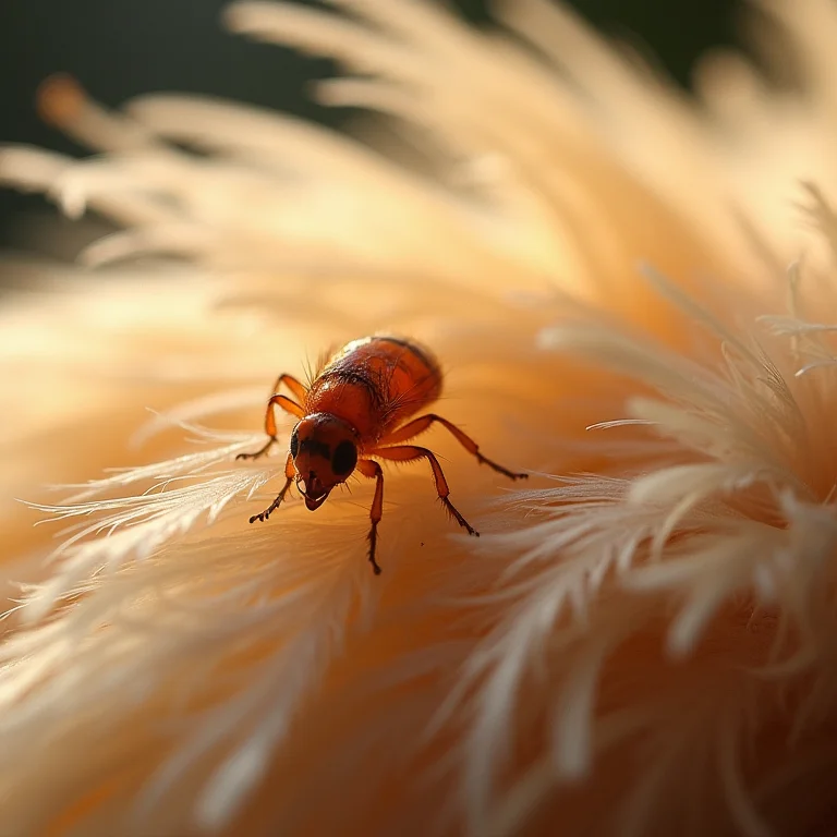 Penas de galinha com infestação de ácaros