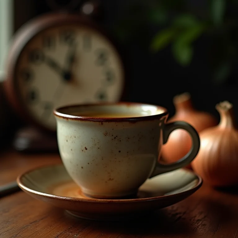 Pessoa tomando chá de cebola.