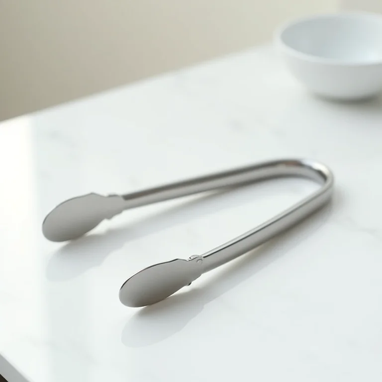 Pinça culinária de aço inox para manusear alimentos na cozinha.