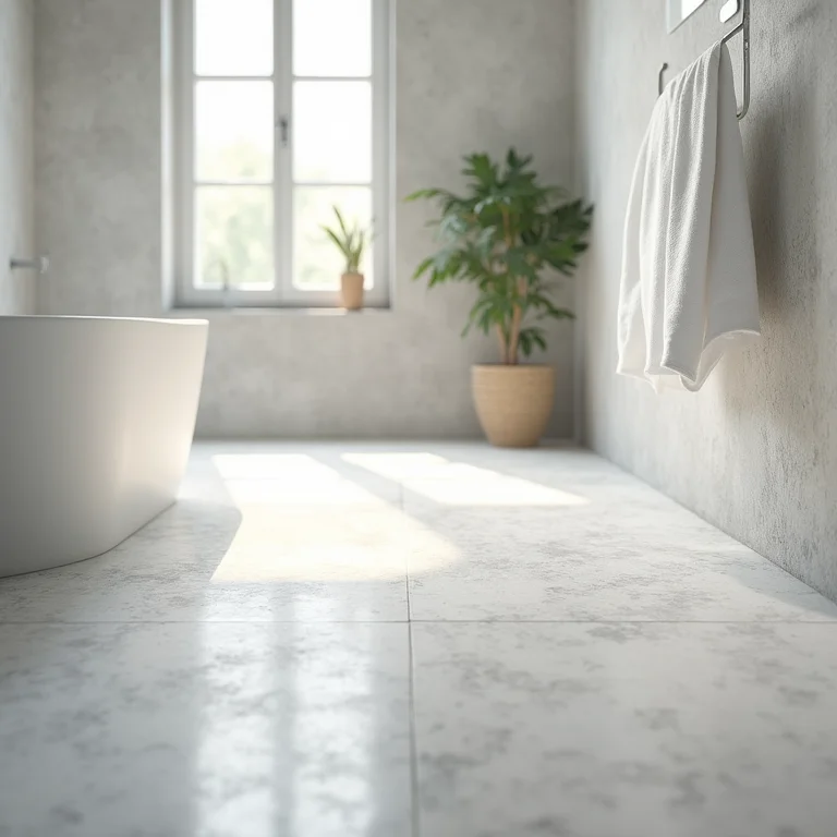 Piso de banheiro com acabamento em cimento queimado