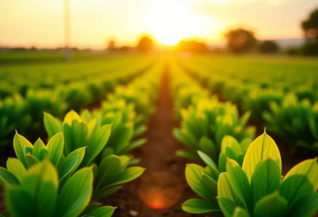 Plantação de chicória em um sítio brasileiro, com folhas verdes e saudáveis.