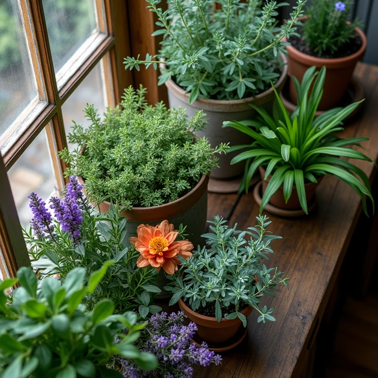 Plantas e flores em decoração rústica clara
