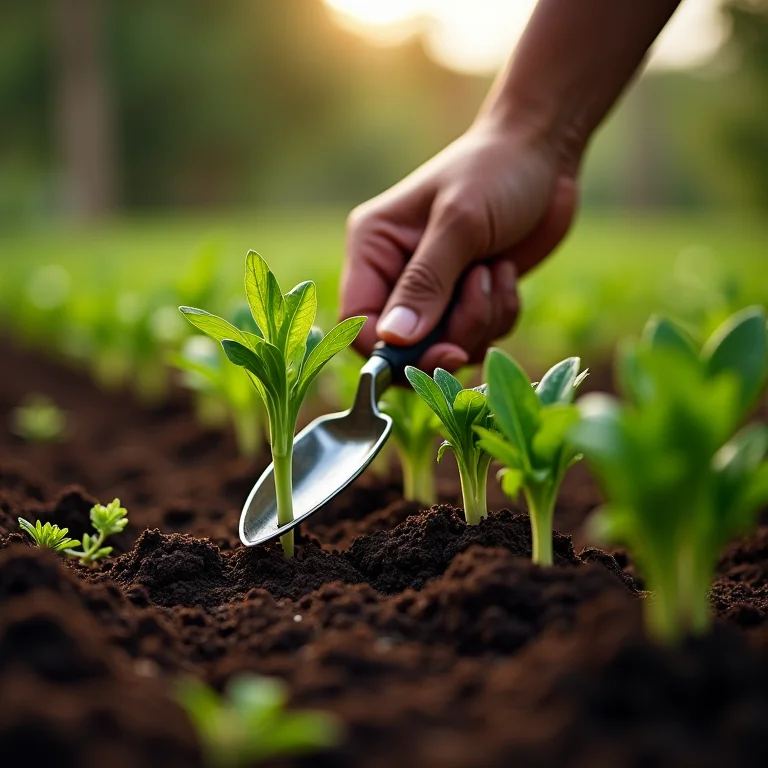 Plantio de mudas de chicória