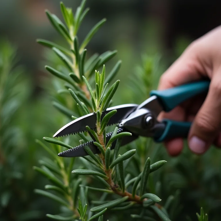 Poda de alecrim em close-up