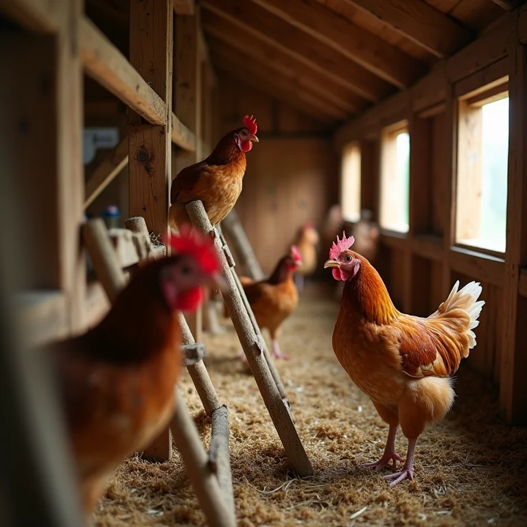 Poleiro em escada para galinhas
