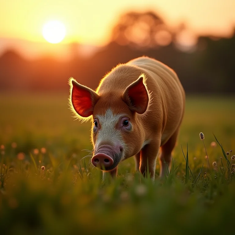 Porco Duroc pastando no campo