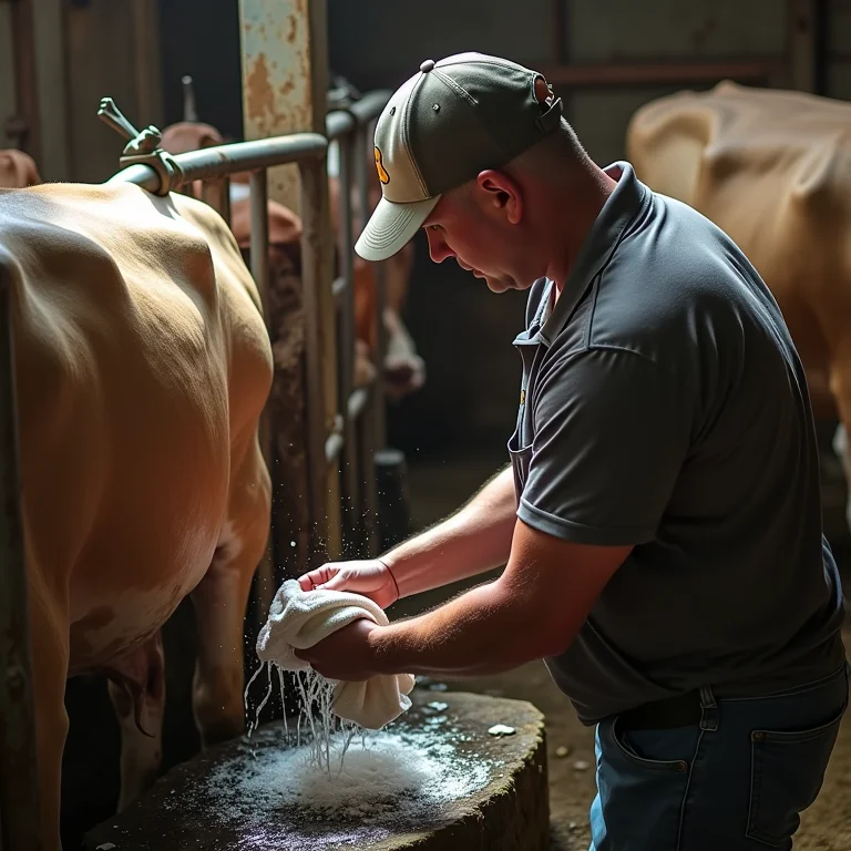 Preparando o ambiente e a vaca para a ordenha manual.