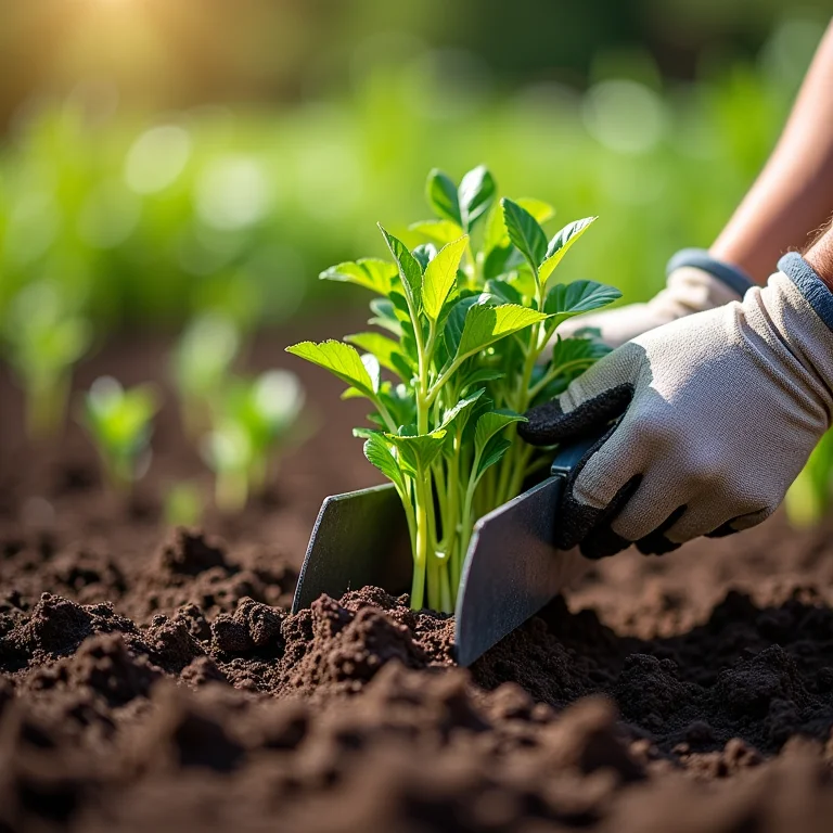 Preparando o solo para o plantio de chicória.