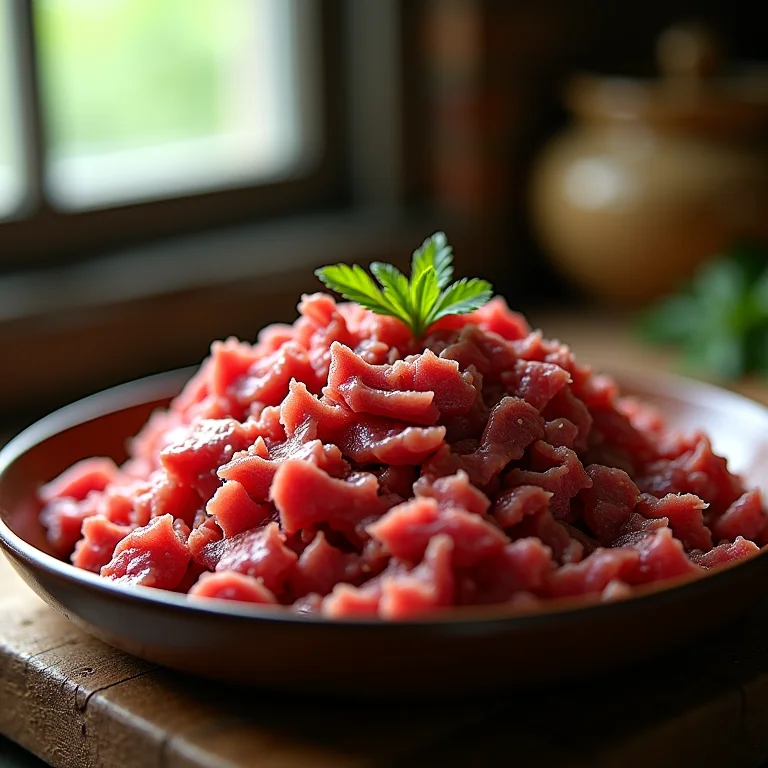 Preparando paçoca com carne bovina desfiada