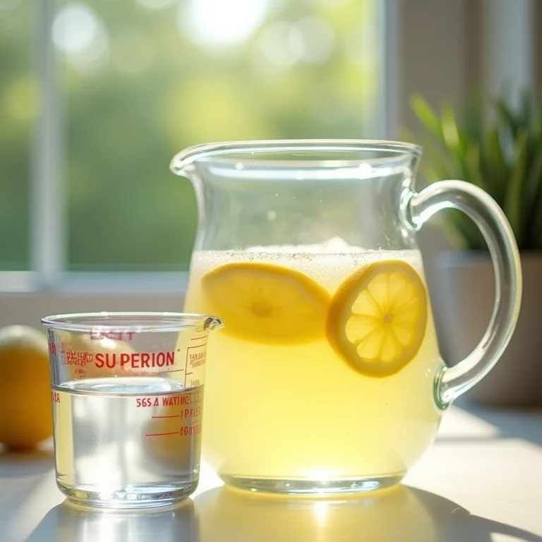 Proporção ideal de água e limão para uma limonada equilibrada.
