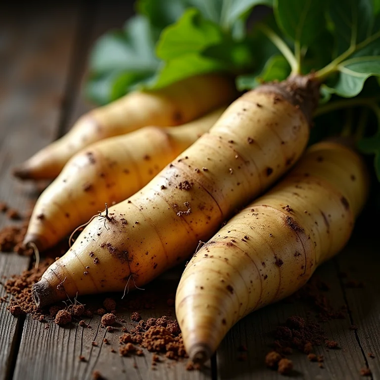 Raízes de mandioca recém-colhidas, um dos ingredientes principais da culinária de inverno na roça