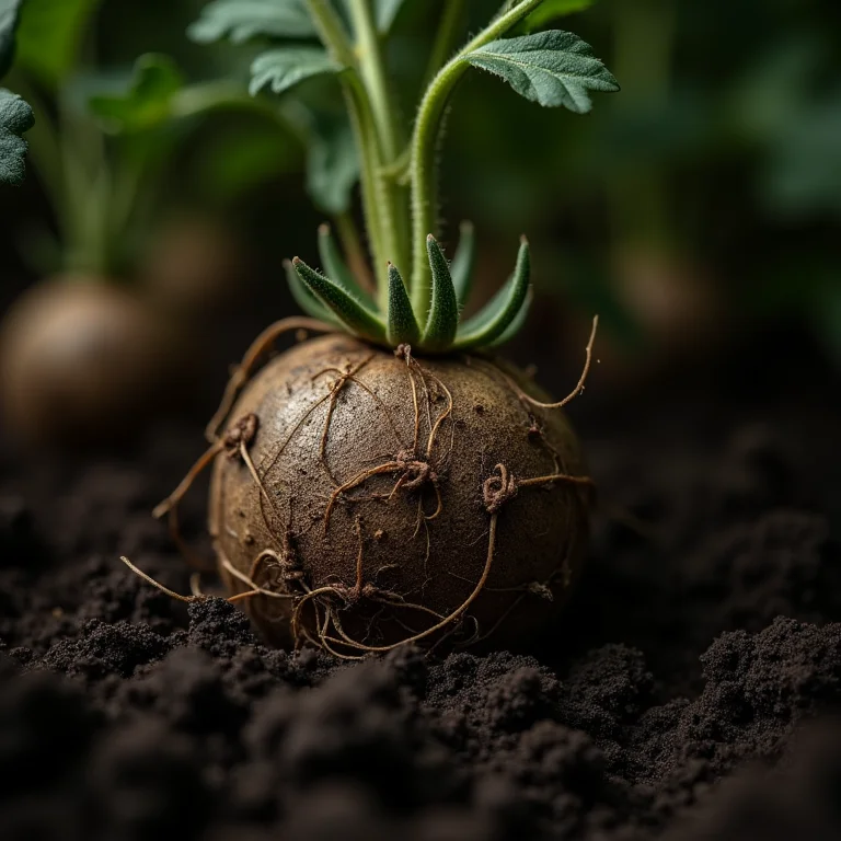 Raízes de tomateiro com sinais de ataque de nematóides.