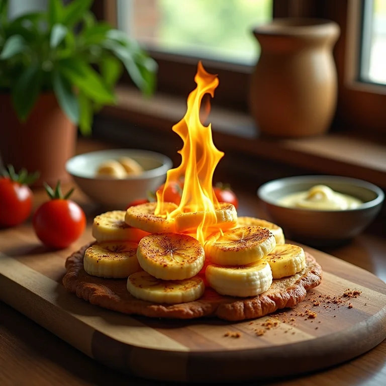 Receita completa da banana flambada.