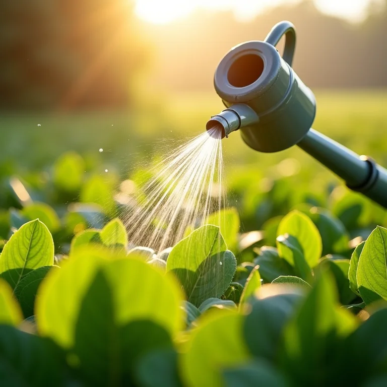 Regando as plantas de chicória com frequência