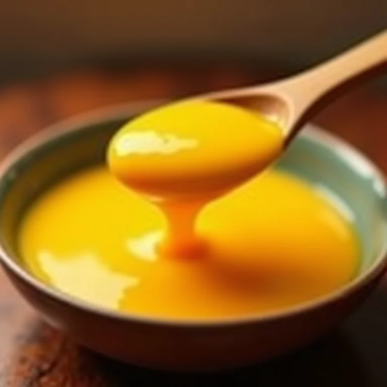 Sagu de maracujá cremoso na colher.