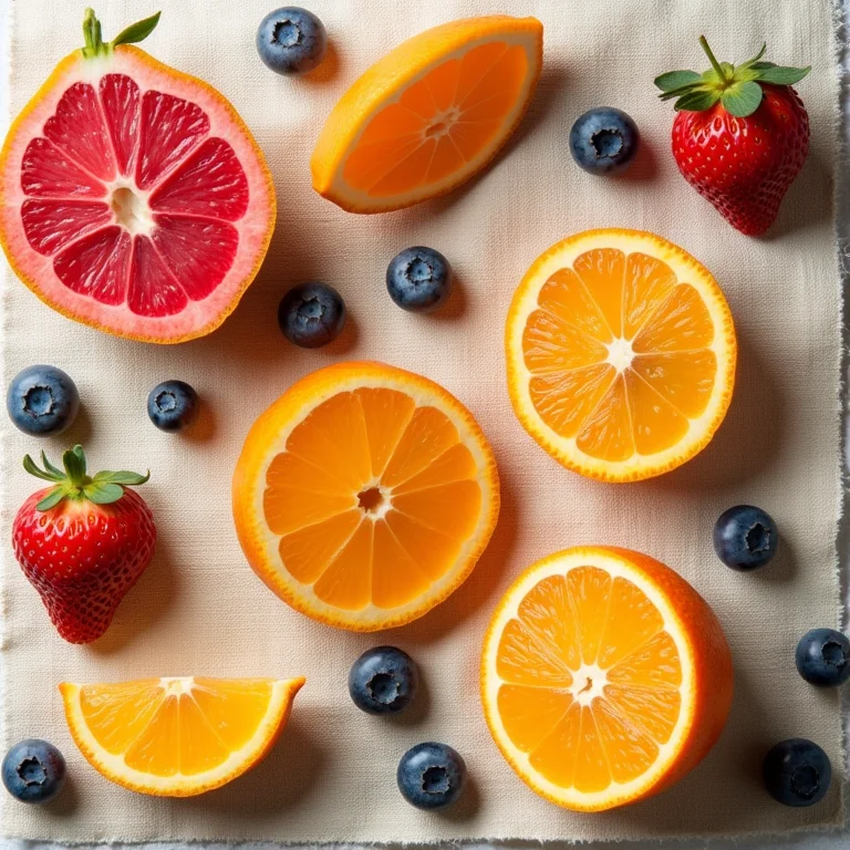 Seleção de frutas antioxidantes em uma composição flat lay