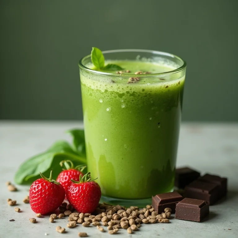 Smoothie verde de acerola com ingredientes ricos em ferro.