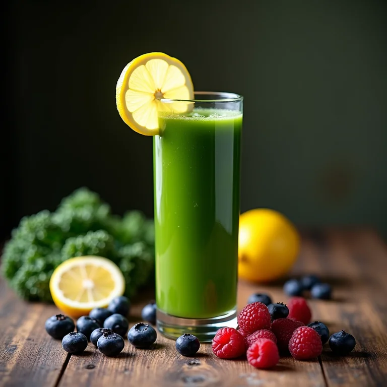 Suco de limão com couve antioxidante.