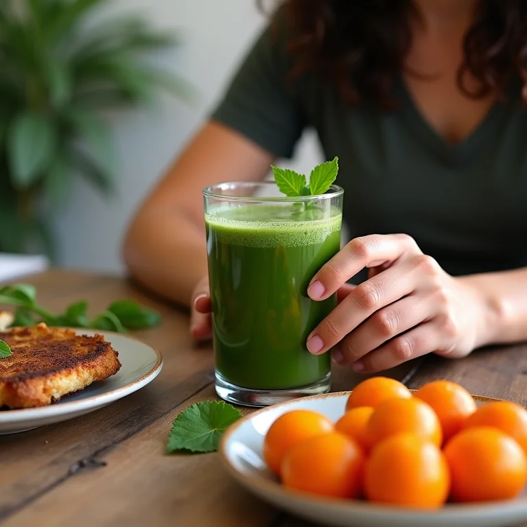 Suco de limão com couve auxiliando na perda de peso.
