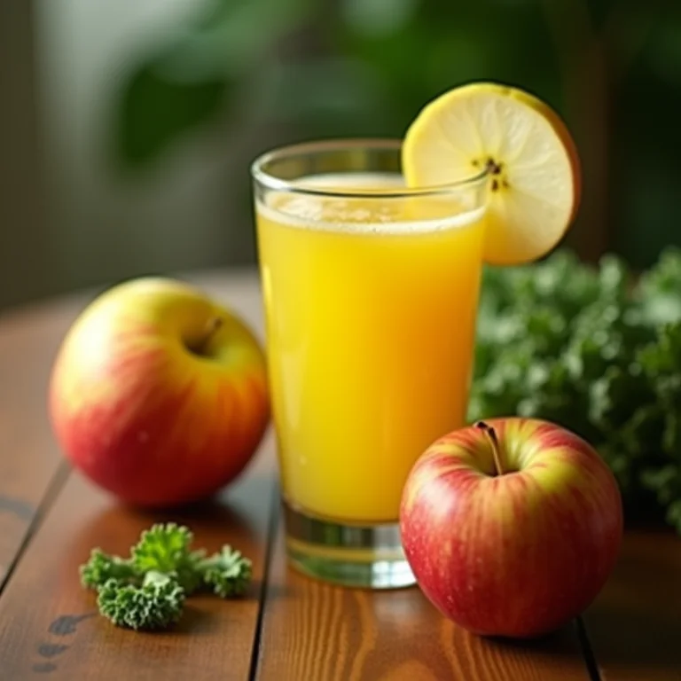Suco de limão com couve e maçã: Uma opção doce e nutritiva.